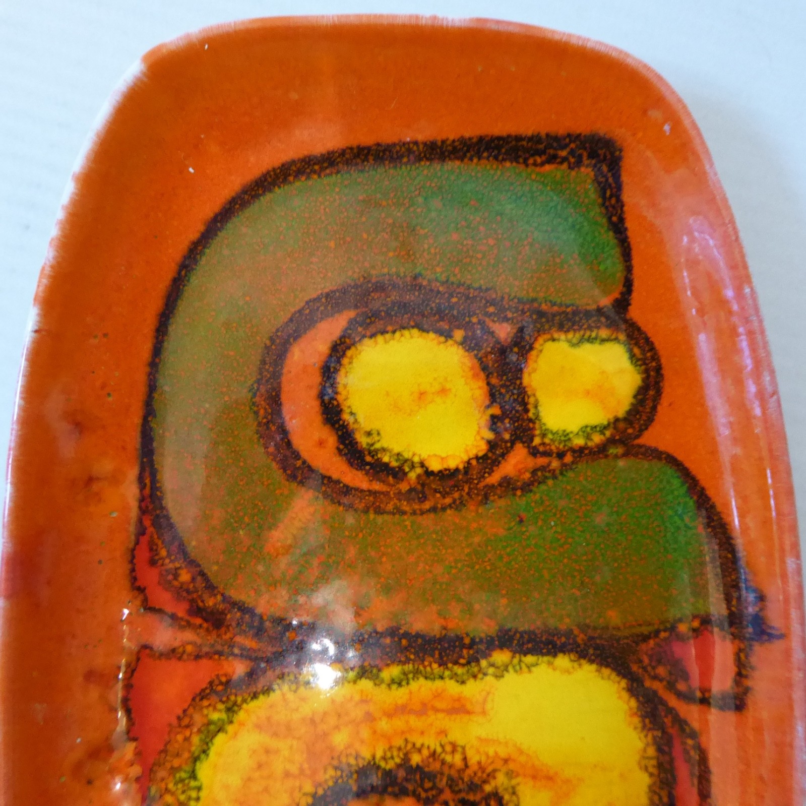 Poole Pottery Delphis oval orange plate, 361. Retro ceramic Mary Albon 1970-1972 - Image 6