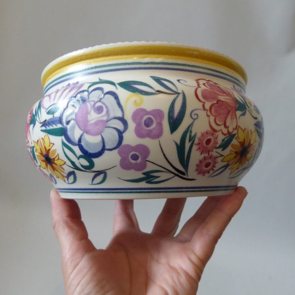 Poole Pottery Traditional Wares 566 bowl, vintage CS flowers design. 1930s-1940s - Image 11