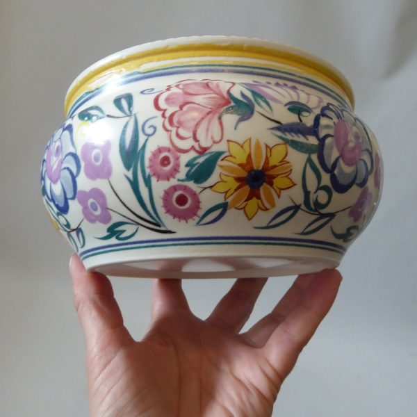 Poole Pottery Traditional Wares 566 bowl, vintage CS flowers design. 1930s-1940s - Image 12
