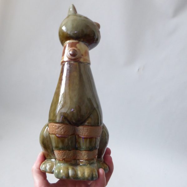 Pottery raw & glazed cat figurine sculpture statue  26cm tall cute retro ceramic - Image 12