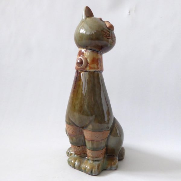 Pottery raw & glazed cat figurine sculpture statue  26cm tall cute retro ceramic - Image 4