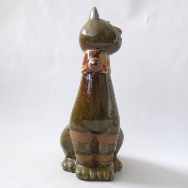 Pottery raw & glazed cat figurine sculpture statue  26cm tall cute retro ceramic - Image 5