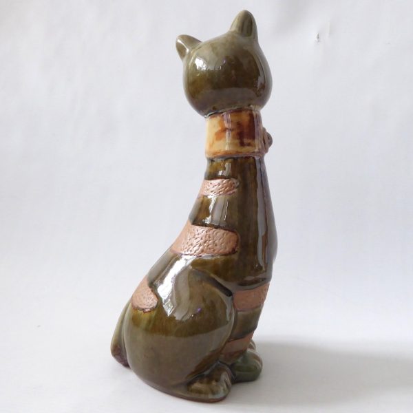 Pottery raw & glazed cat figurine sculpture statue  26cm tall cute retro ceramic - Image 6