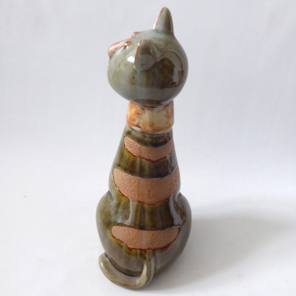 Pottery raw & glazed cat figurine sculpture statue  26cm tall cute retro ceramic - Image 7