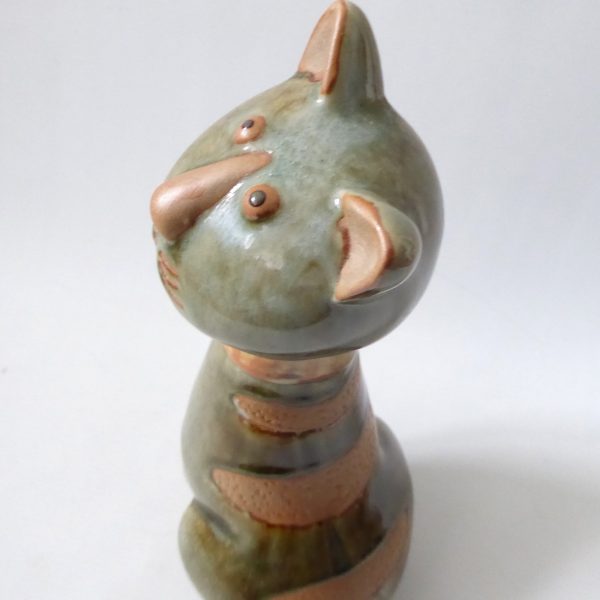 Pottery raw & glazed cat figurine sculpture statue  26cm tall cute retro ceramic - Image 8