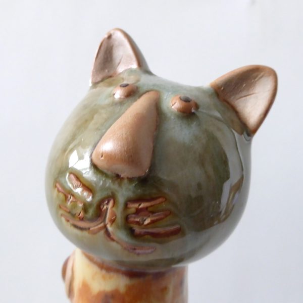 Pottery raw & glazed cat figurine sculpture statue  26cm tall cute retro ceramic - Image 9