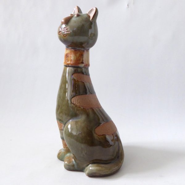 Pottery raw & glazed cat figurine sculpture statue  26cm tall cute retro ceramic - Image 10