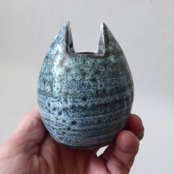 Prima Pottery Marcus Goldberger Folkestone vintage posy vase, duck egg blue egg - Image 3
