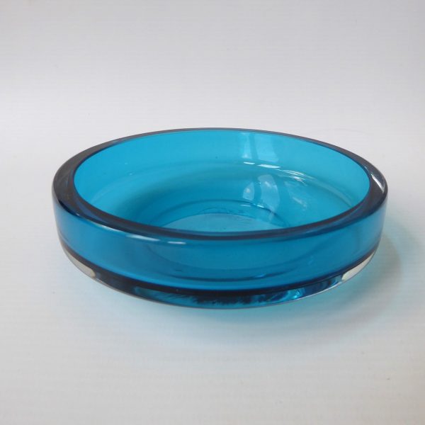Rare Whitefriars 9753 bowl dish, kingfisher blue. Round 5" shallow c1970 vintage