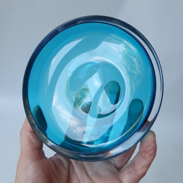 Rare Whitefriars 9753 bowl dish, kingfisher blue. Round 5" shallow c1970 vintage - Image 8