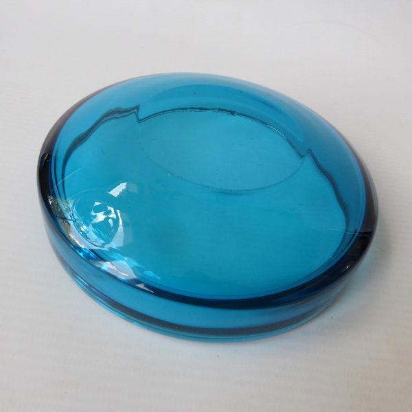 Rare Whitefriars 9753 bowl dish, kingfisher blue. Round 5" shallow c1970 vintage - Image 9