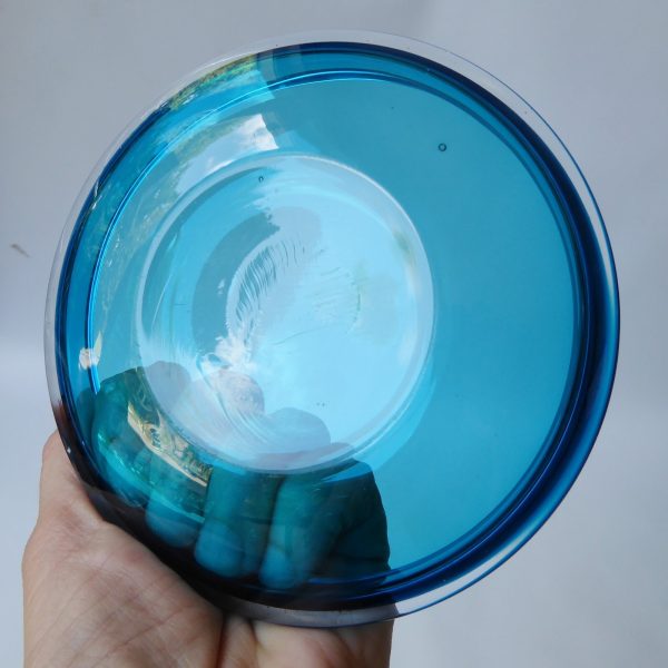 Rare Whitefriars 9753 bowl dish, kingfisher blue. Round 5" shallow c1970 vintage - Image 10
