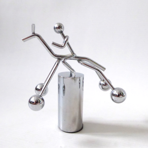 Retro 1970s/80s horse rider balancing desk toy. Balance & kinetic. Vintage steel