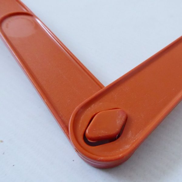 Retro Tupperware deep orange salad servers, 1970s vintage plastic spoon & fork - Image 4