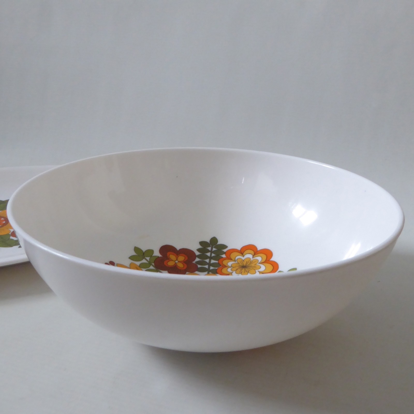 STYLE Italy per alimenti, 1970s retro melamine vintage large bowl & plate floral - Image 14