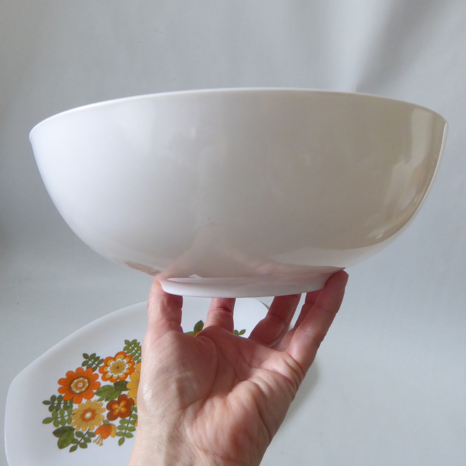 STYLE Italy per alimenti, 1970s retro melamine vintage large bowl & plate floral - Image 15