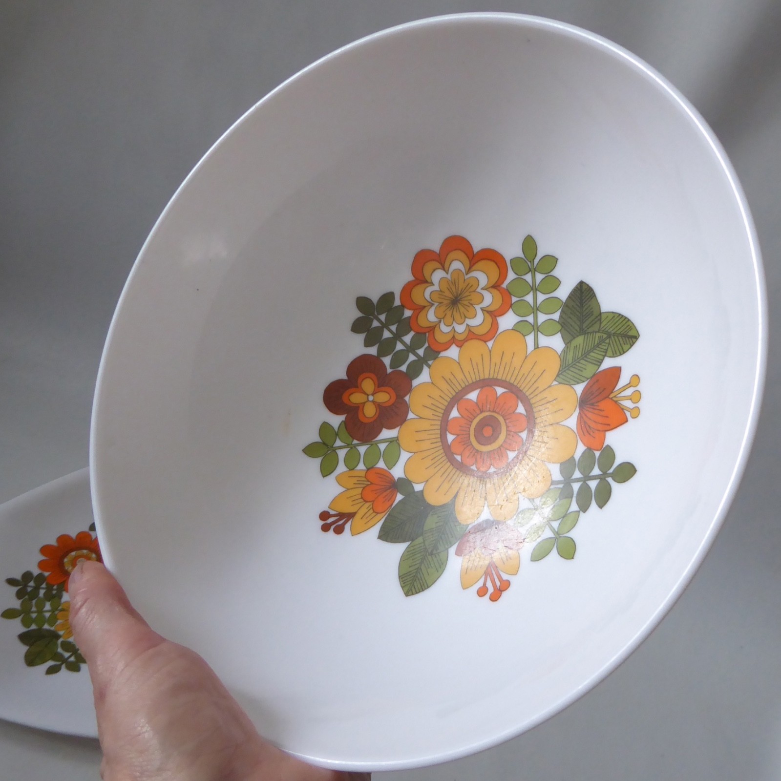 STYLE Italy per alimenti, 1970s retro melamine vintage large bowl & plate floral - Image 16