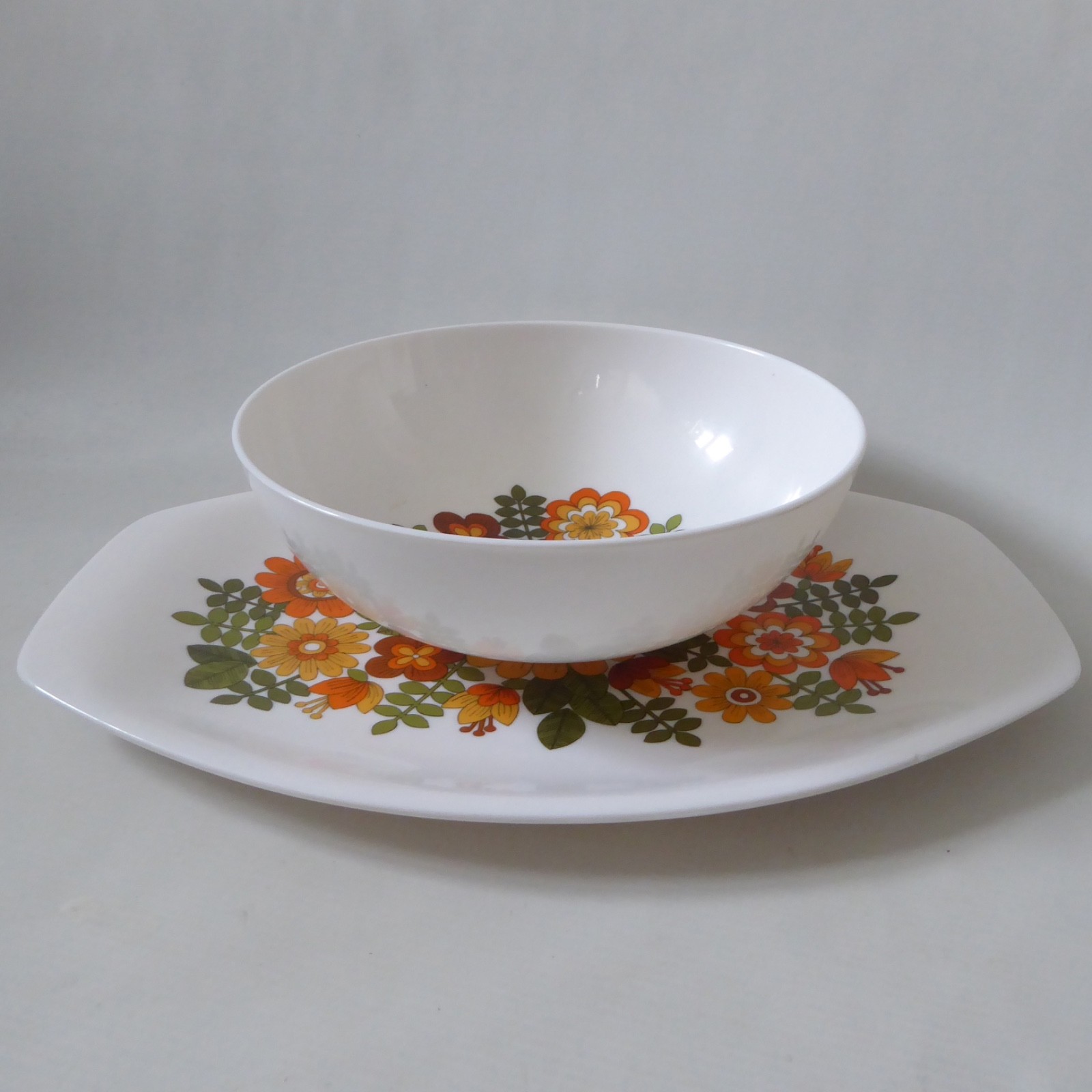 STYLE Italy per alimenti, 1970s retro melamine vintage large bowl & plate floral - Image 18