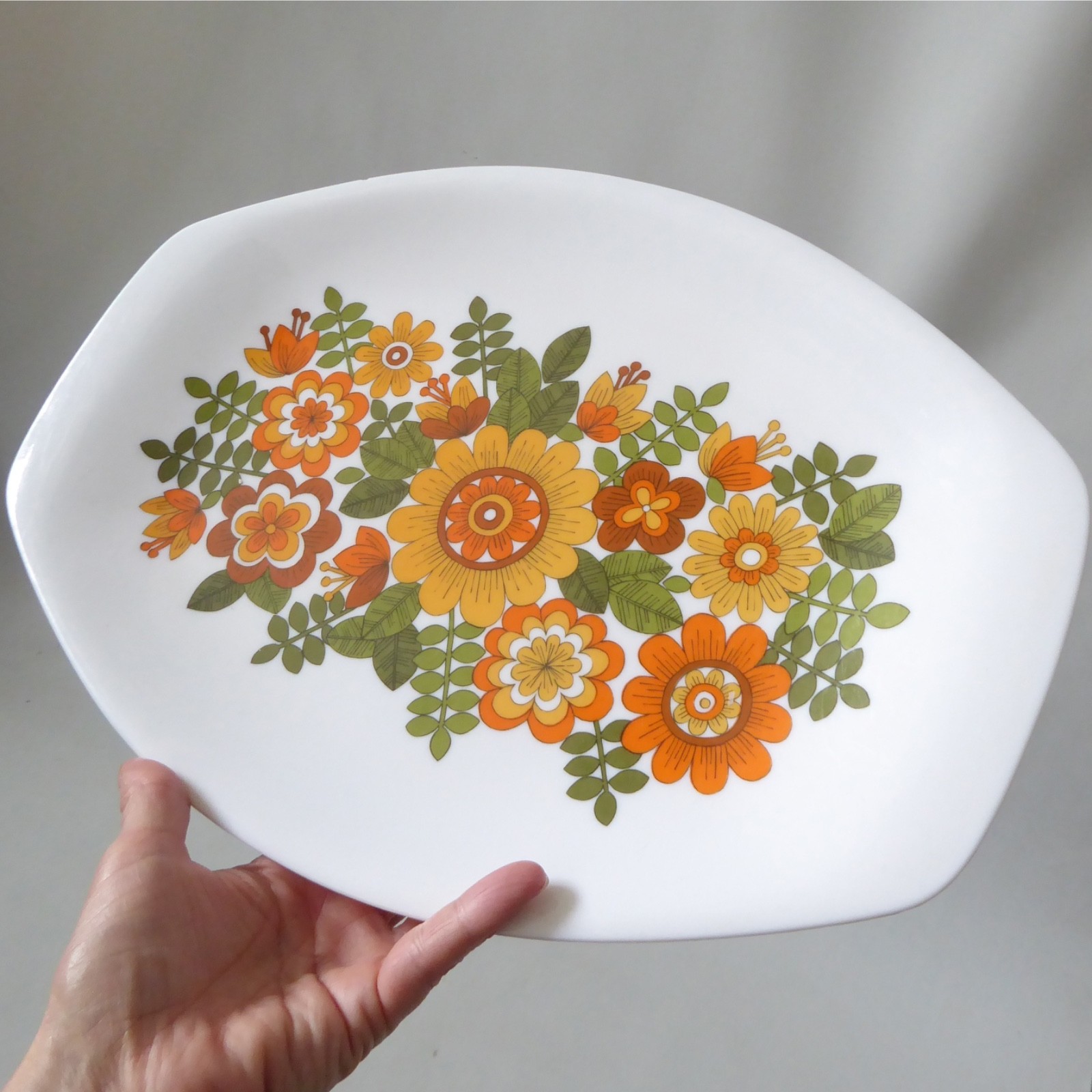 STYLE Italy per alimenti, 1970s retro melamine vintage large bowl & plate floral - Image 6