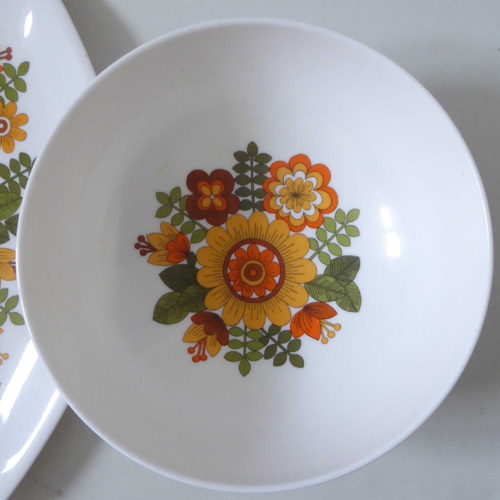 STYLE Italy per alimenti, 1970s retro melamine vintage large bowl & plate floral - Image 10