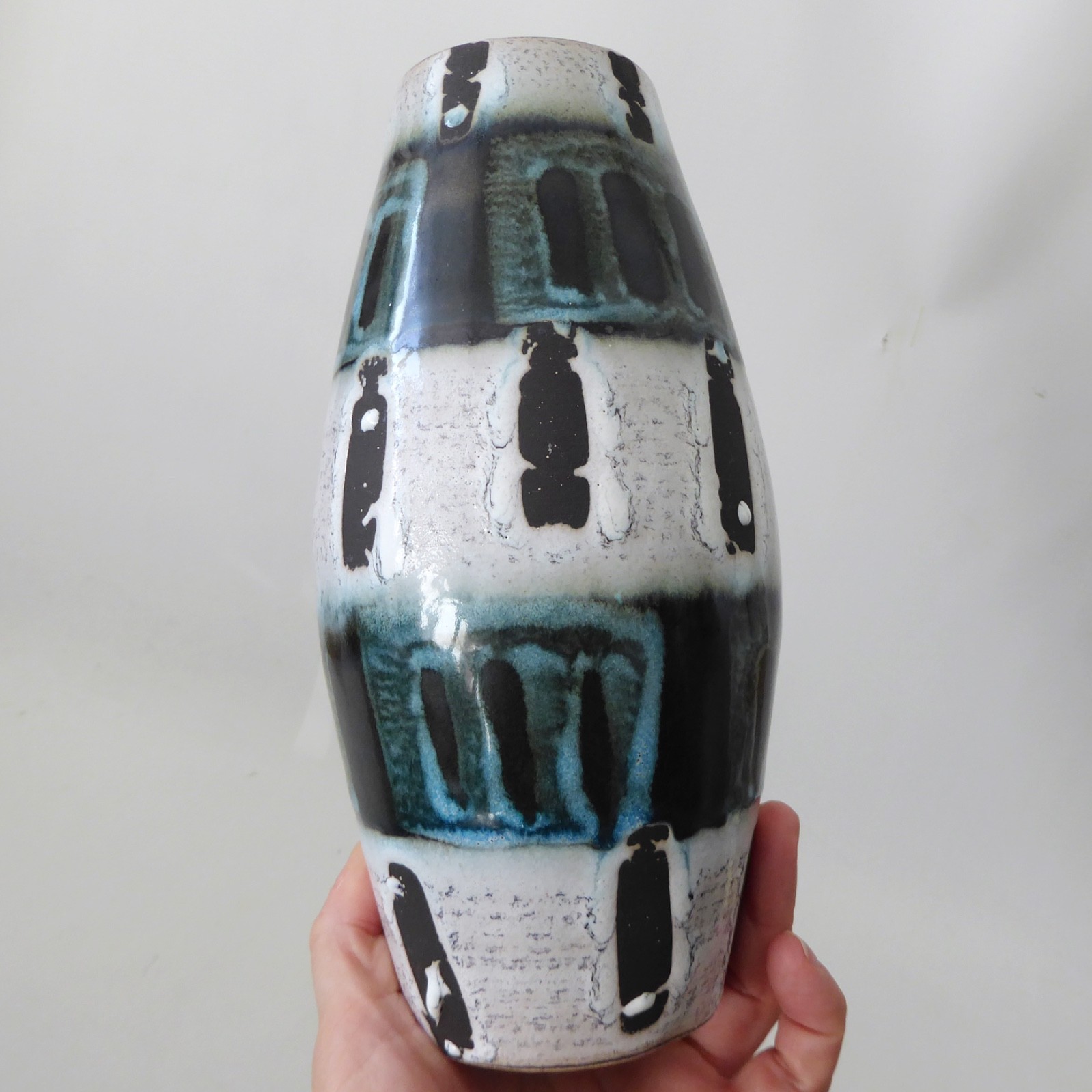 Scheurich 248-22 West German Pottery europ-linie ceramic, 1960s teal black white - Image 6