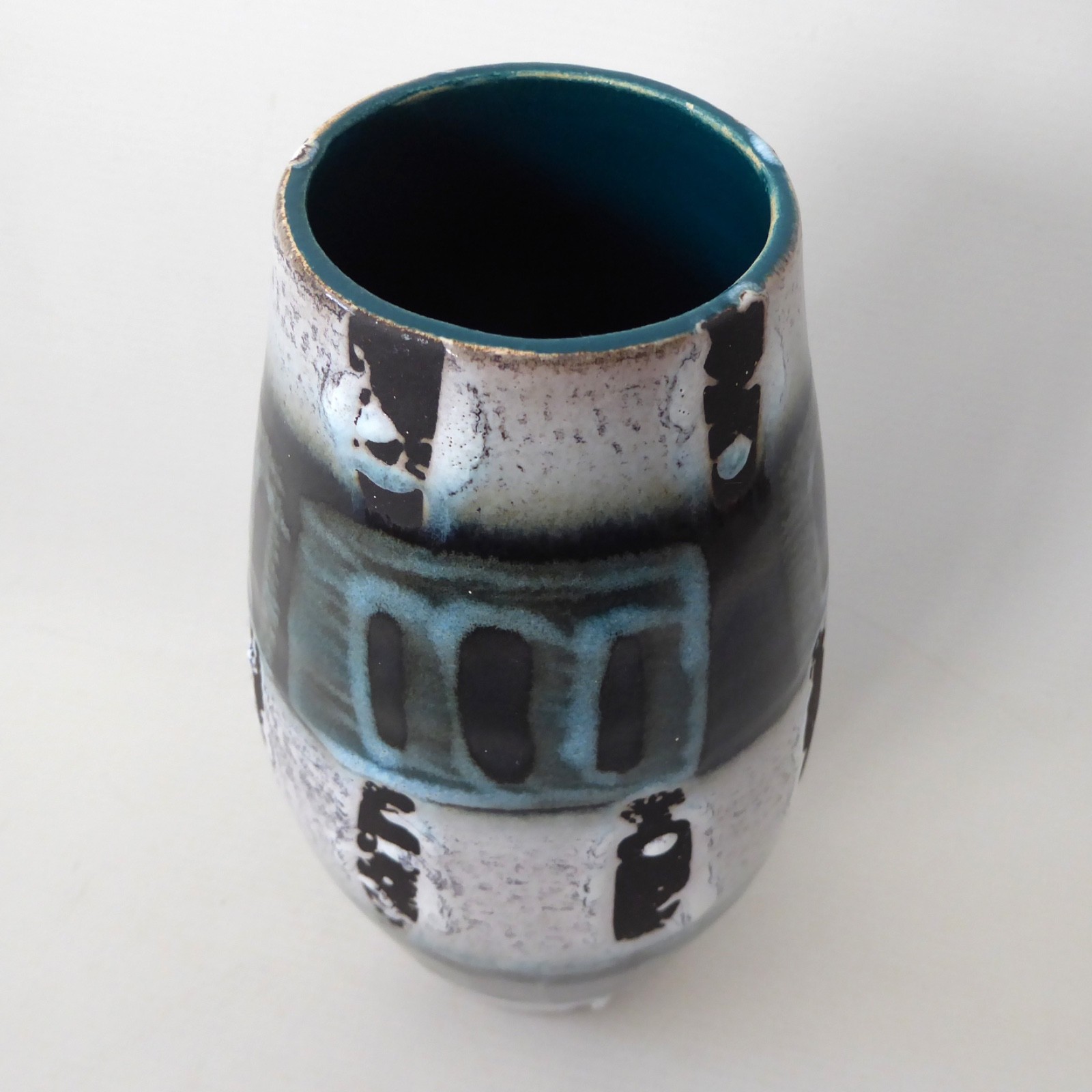 Scheurich 248-22 West German Pottery europ-linie ceramic, 1960s teal black white - Image 7