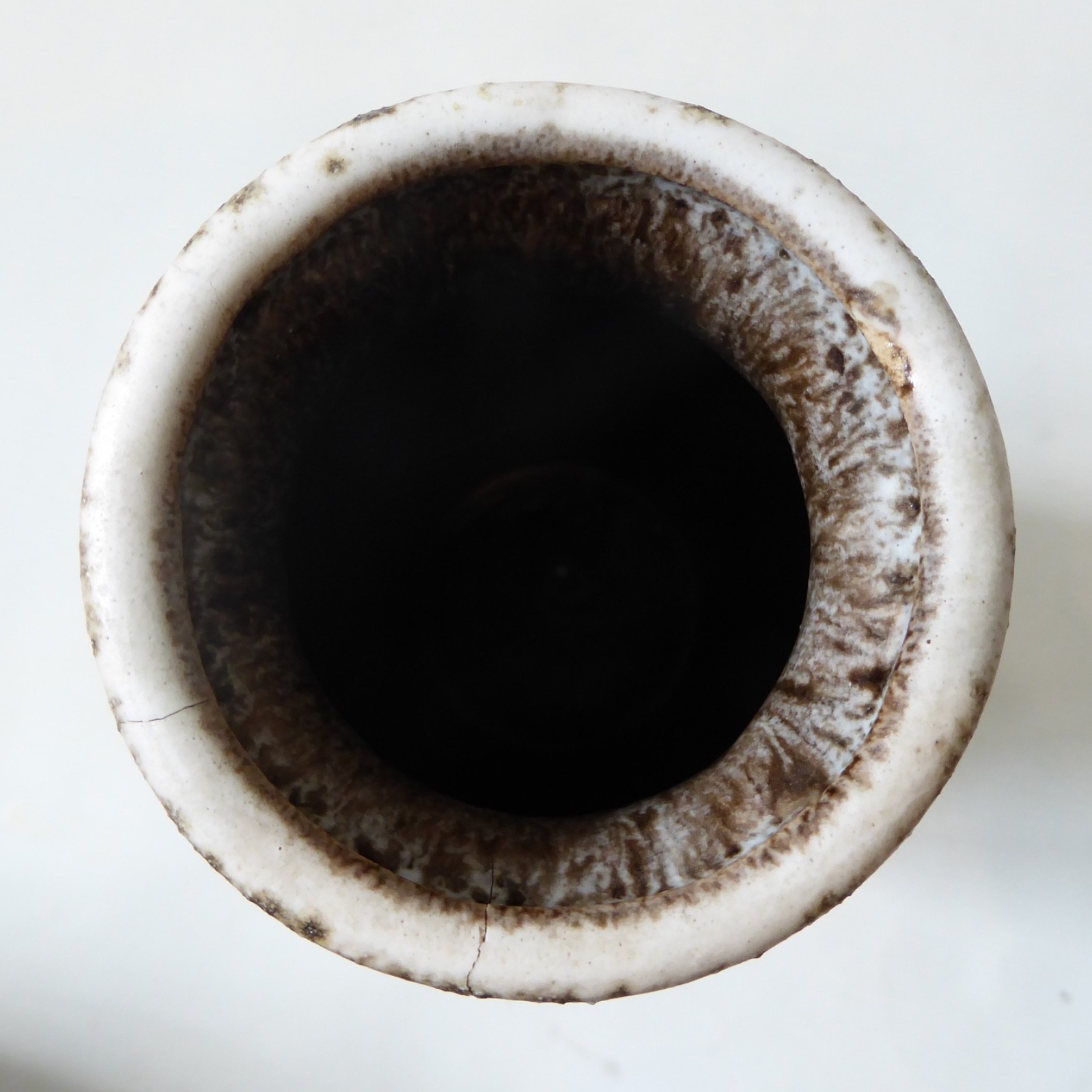Scheurich fat lava West German pottery vase, cream & brown pot. Pitted volcano - Image 10
