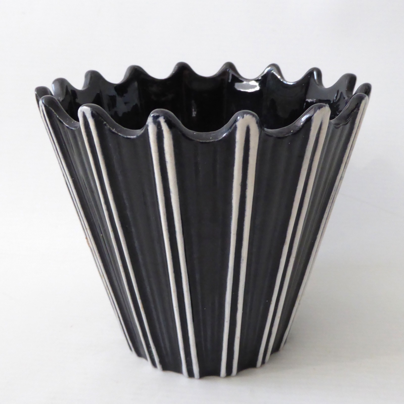 SylvaC 2171 Raphique vintage plant pot holder planter, black & white stripes 60s - Image 3