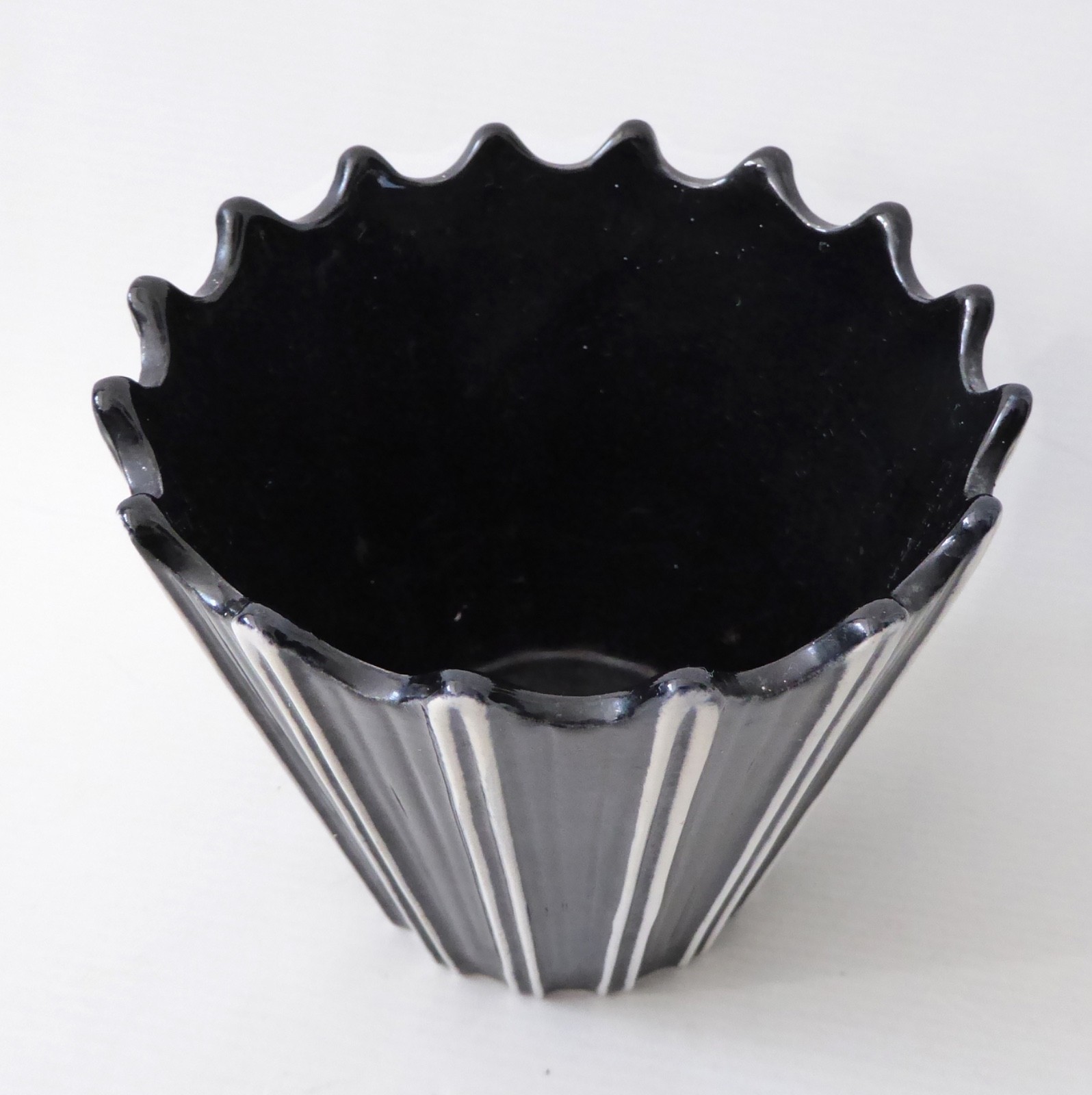 SylvaC 2171 Raphique vintage plant pot holder planter, black & white stripes 60s - Image 4