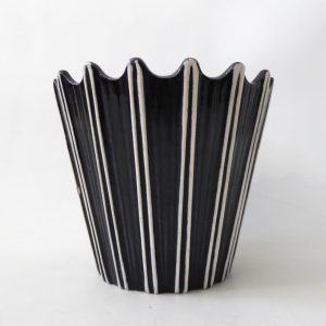 SylvaC 2171 Raphique vintage plant pot holder planter, black & white stripes 60s