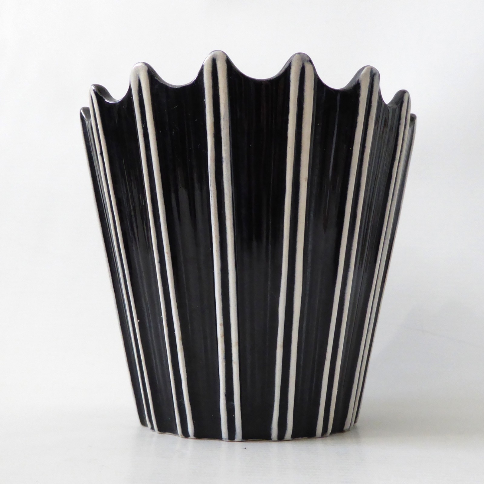 SylvaC 2171 Raphique vintage plant pot holder planter, black & white stripes 60s - Image 6
