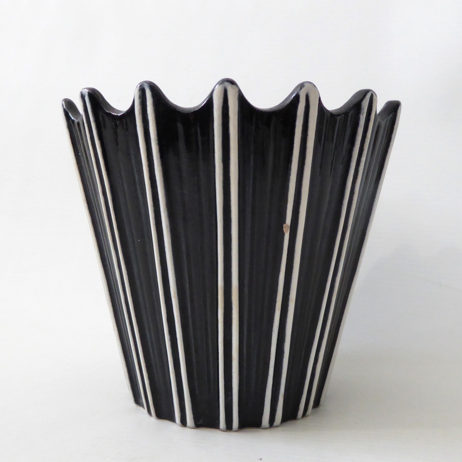 SylvaC 2171 Raphique vintage plant pot holder planter, black & white stripes 60s - Image 7