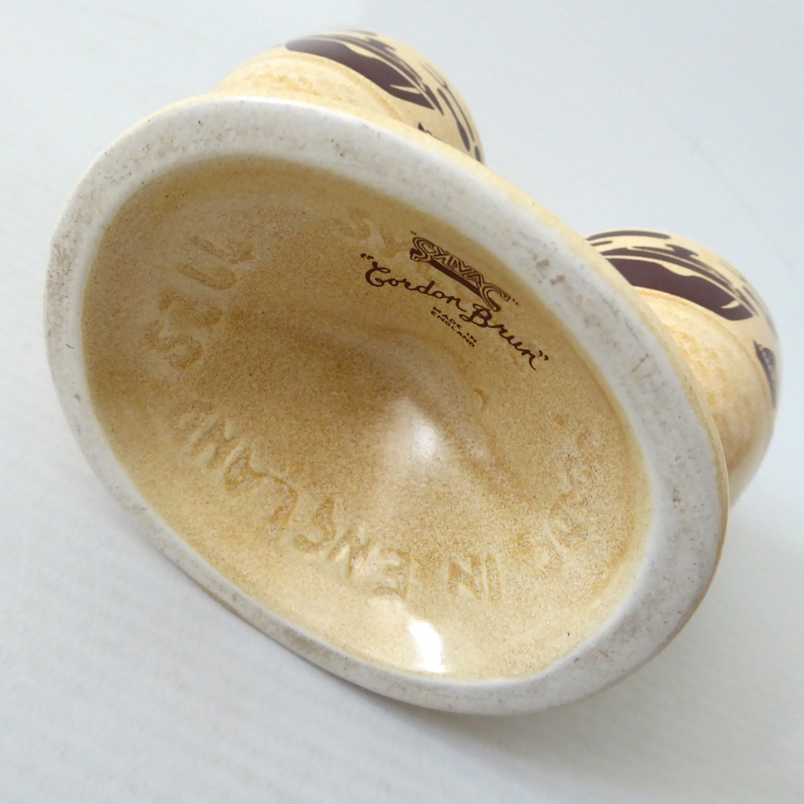 SylvaC Cordon Brun double egg cup holder, vintage 1970s retro 5364. Beige brown - Image 10