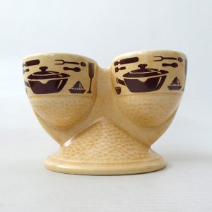 SylvaC Cordon Brun double egg cup holder, vintage 1970s retro 5364. Beige brown