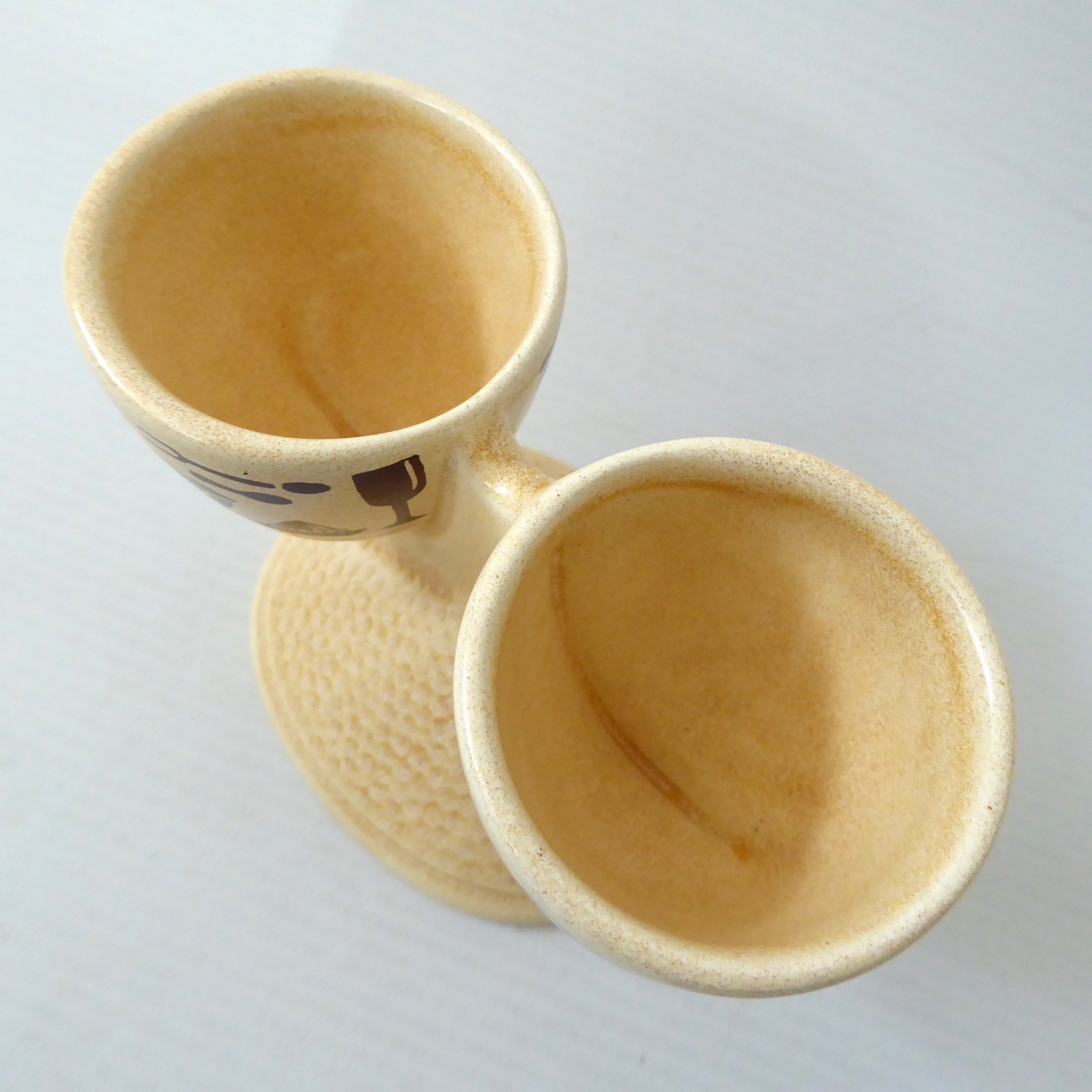 SylvaC Cordon Brun double egg cup holder, vintage 1970s retro 5364. Beige brown - Image 9