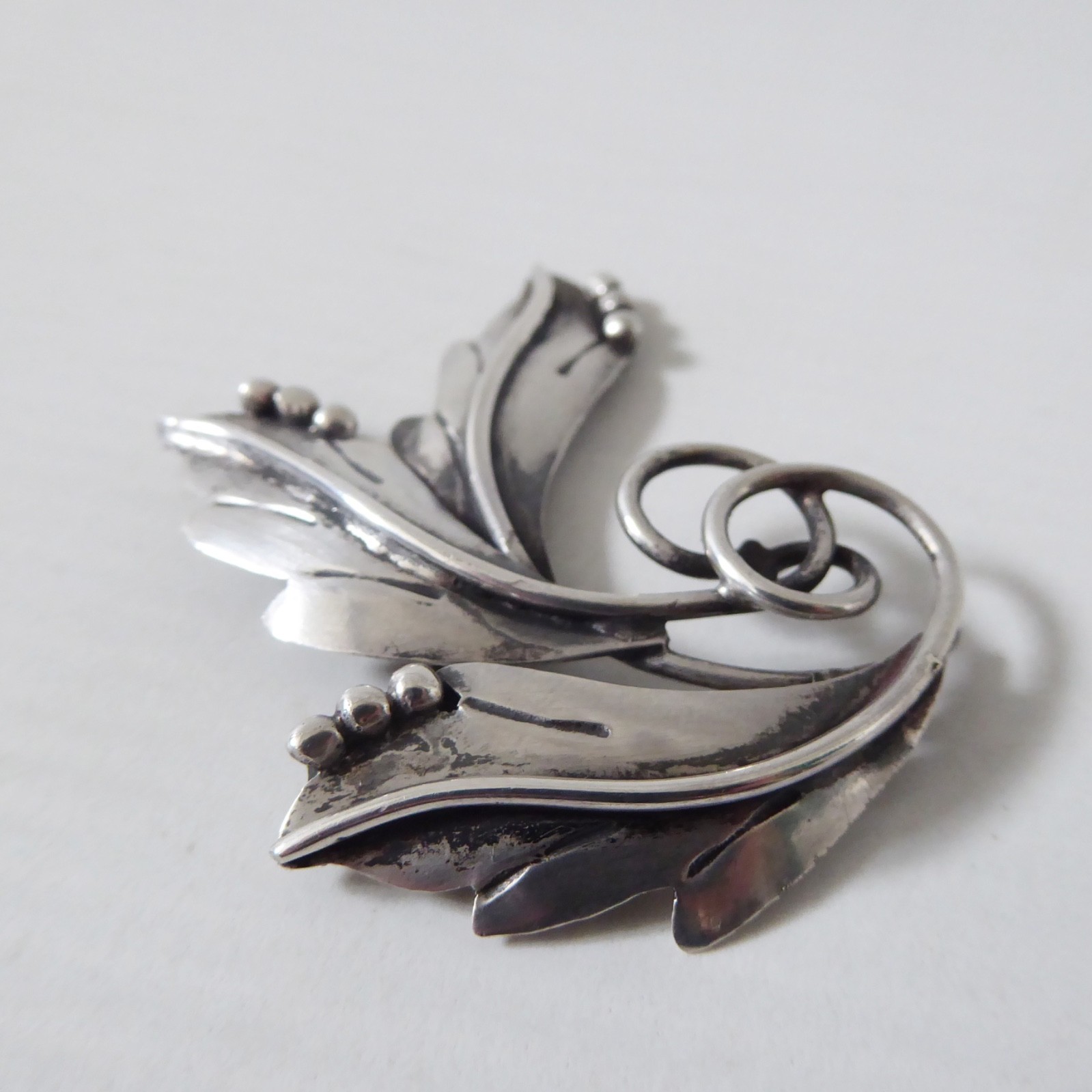Taxco Mexico RJP sterling 925 silver leaf brooch, vintage, Scandinavian style - Image 3