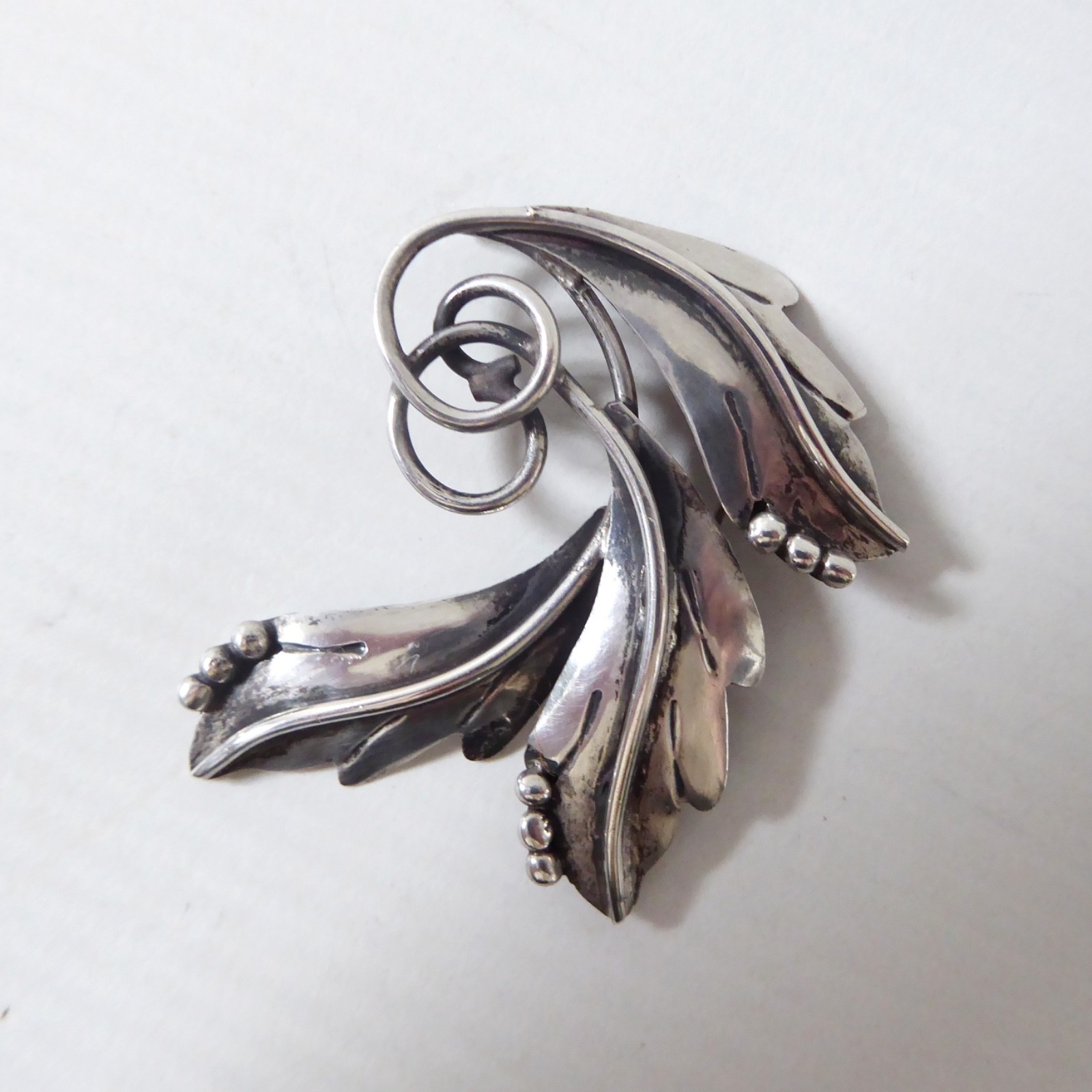 Taxco Mexico RJP sterling 925 silver leaf brooch, vintage, Scandinavian style - Image 4