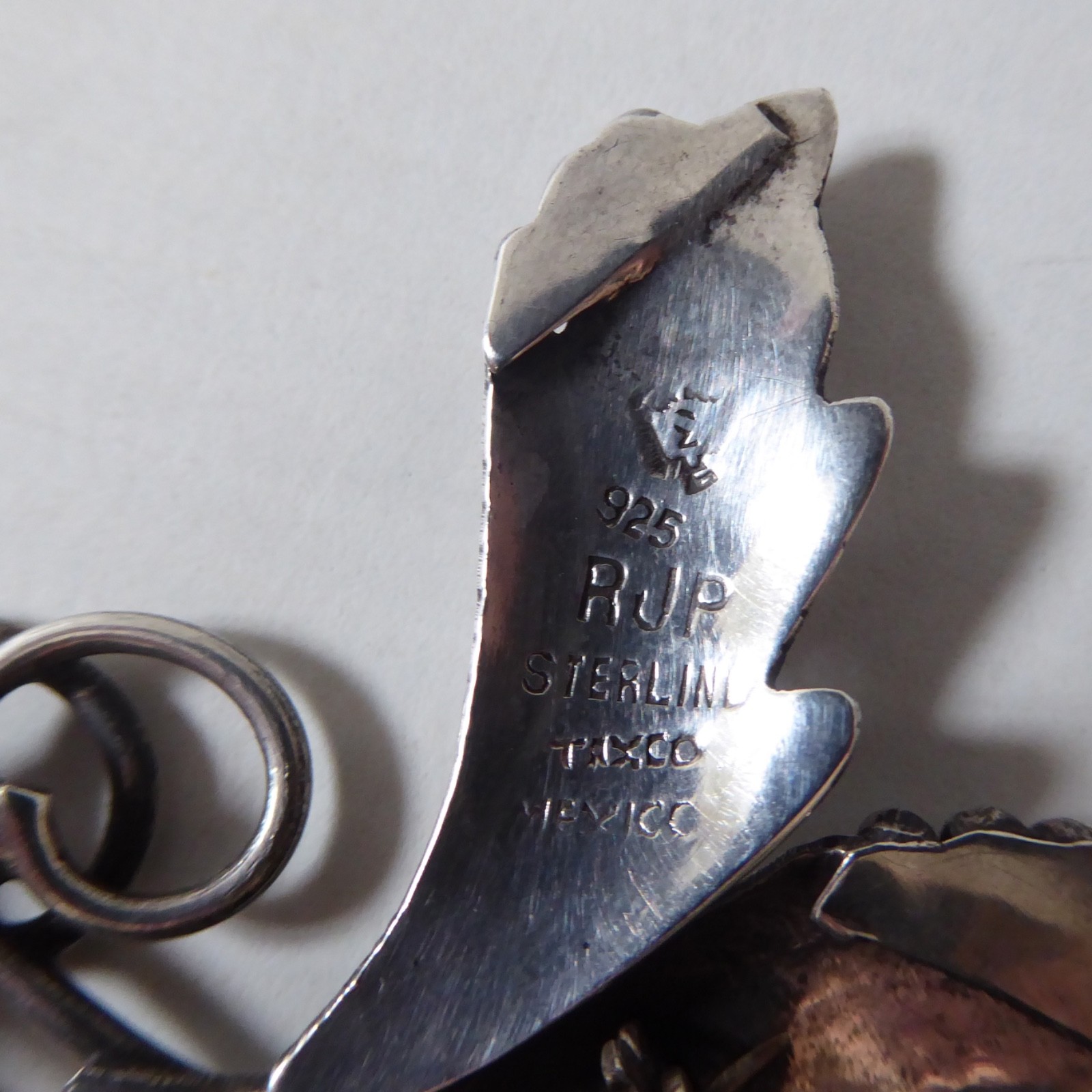 Taxco Mexico RJP sterling 925 silver leaf brooch, vintage, Scandinavian style - Image 8