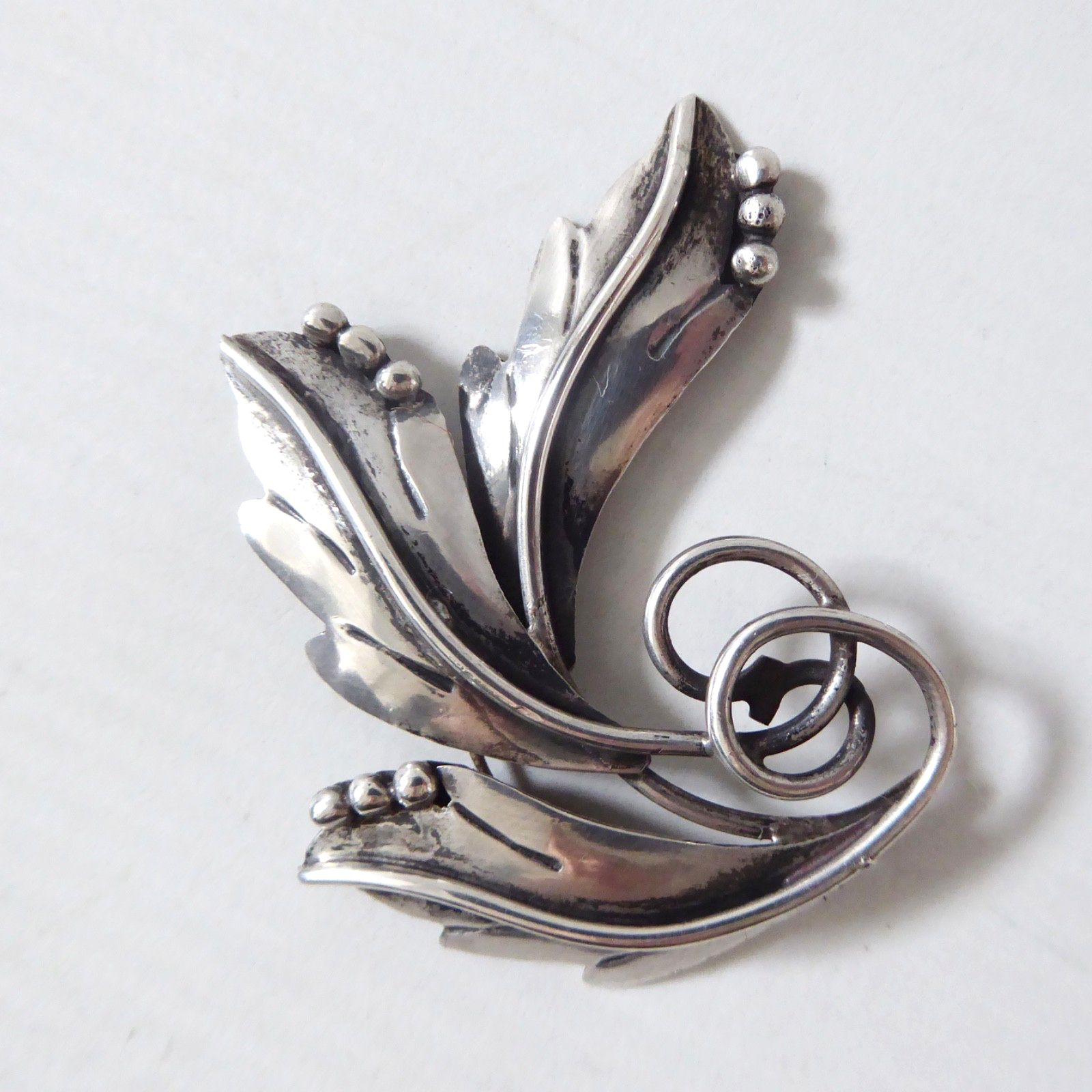 Taxco Mexico RJP sterling 925 silver leaf brooch, vintage, Scandinavian style