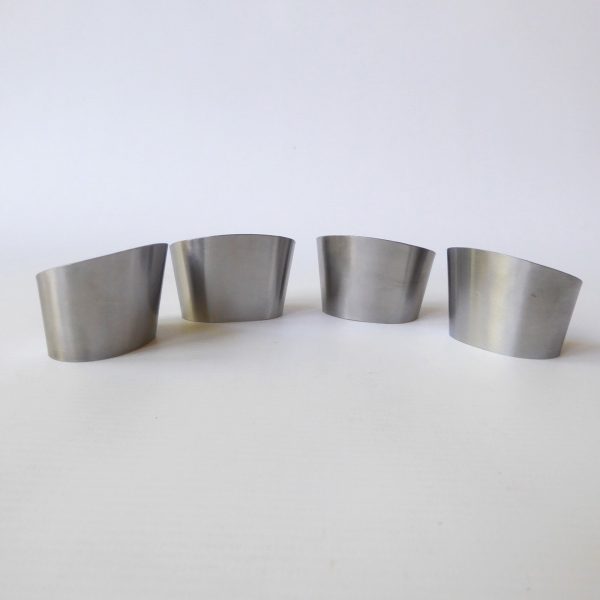 Thos. Nutbrown stainless steel 4 vintage modernist napkin serviette rings, 1970s - Image 3
