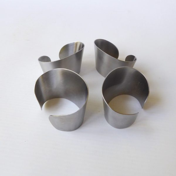 Thos. Nutbrown stainless steel 4 vintage modernist napkin serviette rings, 1970s - Image 6