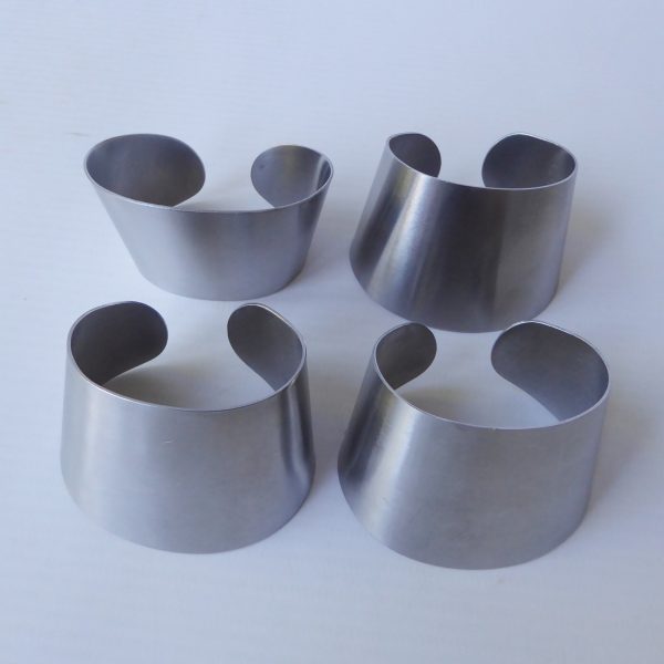 Thos. Nutbrown stainless steel 4 vintage modernist napkin serviette rings, 1970s - Image 9