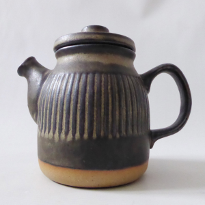 Tremar Cornish studio pottery teapot coffee pot. Handmade 1970s brown stoneware