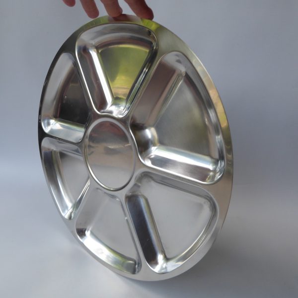 Vintage 14" Danish Lazy Susan, DFK Lundtofte Denmark. Round stainless steel tray - Image 11