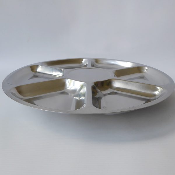 Vintage 14" Danish Lazy Susan, DFK Lundtofte Denmark. Round stainless steel tray - Image 4
