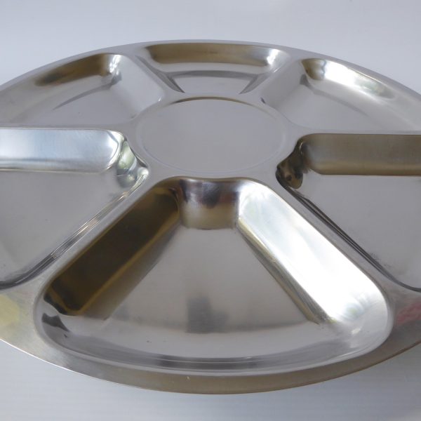 Vintage 14" Danish Lazy Susan, DFK Lundtofte Denmark. Round stainless steel tray - Image 5