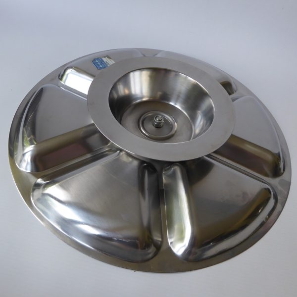 Vintage 14" Danish Lazy Susan, DFK Lundtofte Denmark. Round stainless steel tray - Image 7