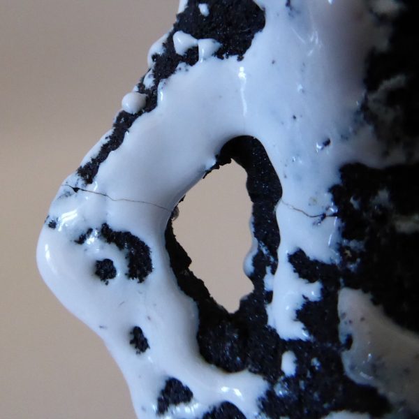 Vintage Italian San Marino pottery art vase, fat lava. MCM ceramic, black red - Image 16