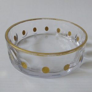 Vintage Kosta SS 5549 SIGNED crystal glass gold bowl/dish. Mona Morales-Schildt