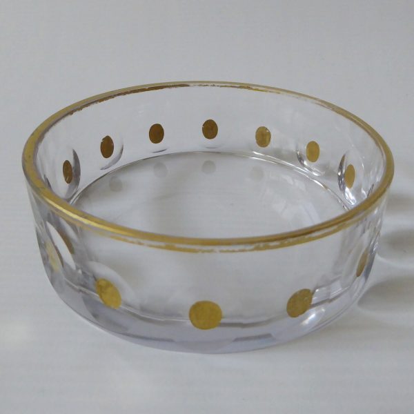 Vintage Kosta SS 5549 SIGNED crystal glass gold bowl/dish. Mona Morales-Schildt